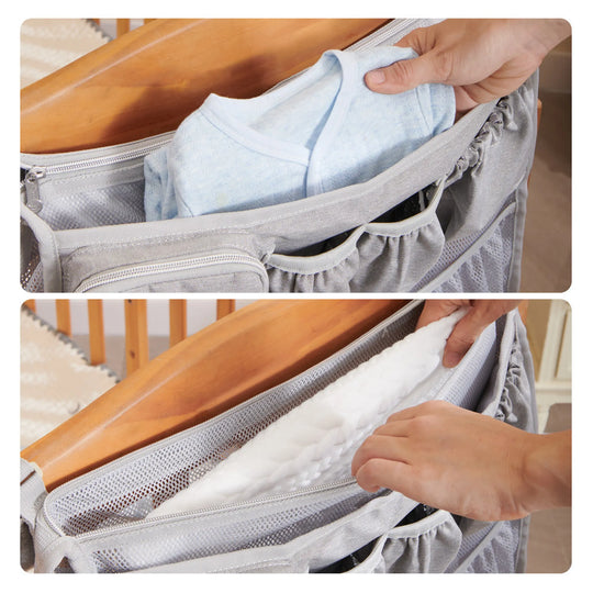 Hanging Baby Crib Organizer with Storage Pockets