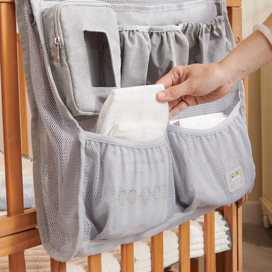 Hanging Baby Crib Organizer with Storage Pockets