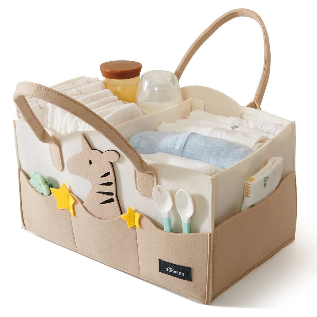 Cartoon Diaper Storage Basket with 8 Pockets