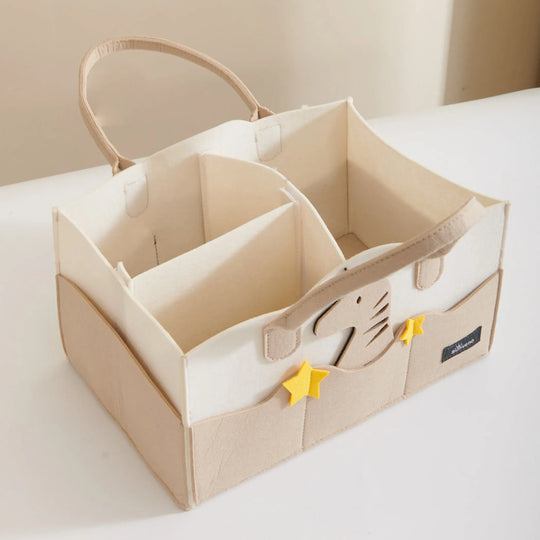 Cartoon Diaper Storage Basket with 8 Pockets