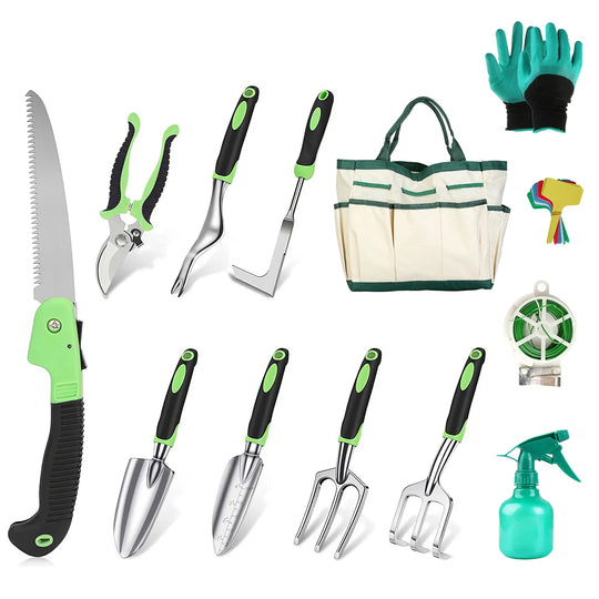 13-Piece Ergonomic Garden Tool Set with Tote Bag