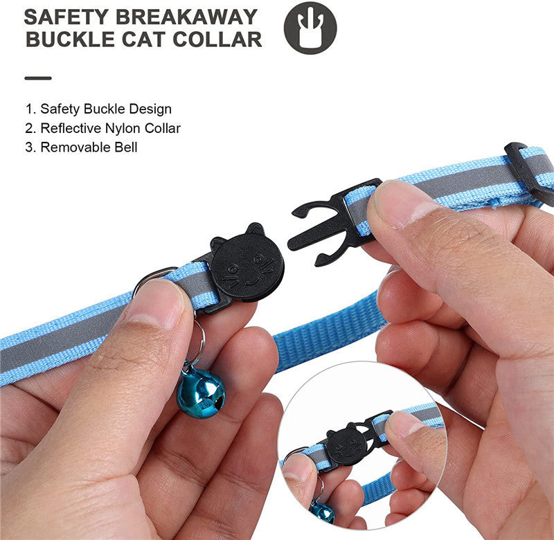 Reflective AirTag Cat Collar with Safety Breakaway & Bell