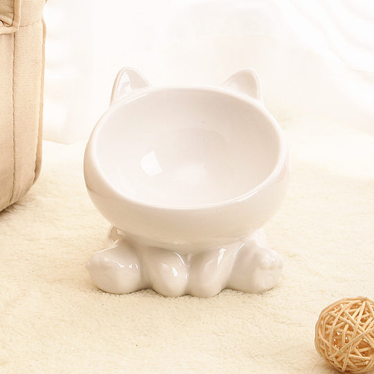 Angled Ceramic Pet Food Bowl