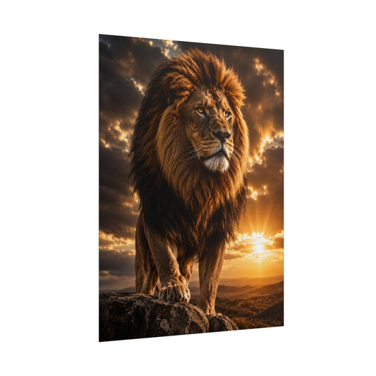 Lion Sunset Rolled Poster – Majestic Wildlife Wall Art
