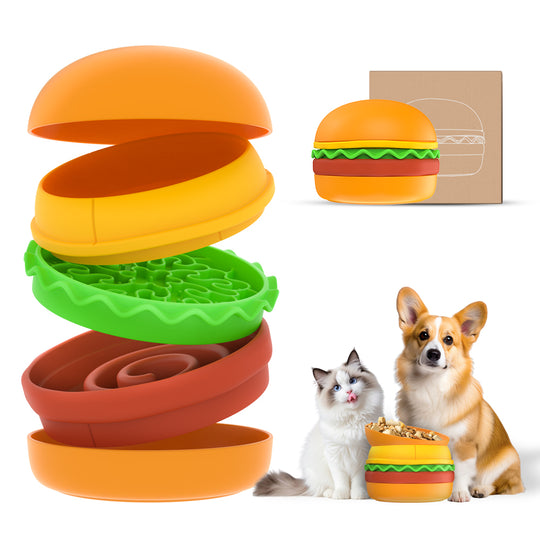 5-in-1 Hamburger-Style Pet Bowl Set