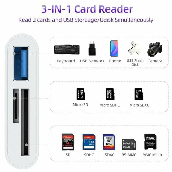 3-in-1 USB-C Hub with SD Card Reader