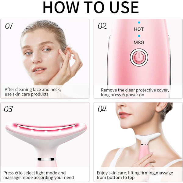 Pink Heated Facial &amp; Neck Lifting Massager