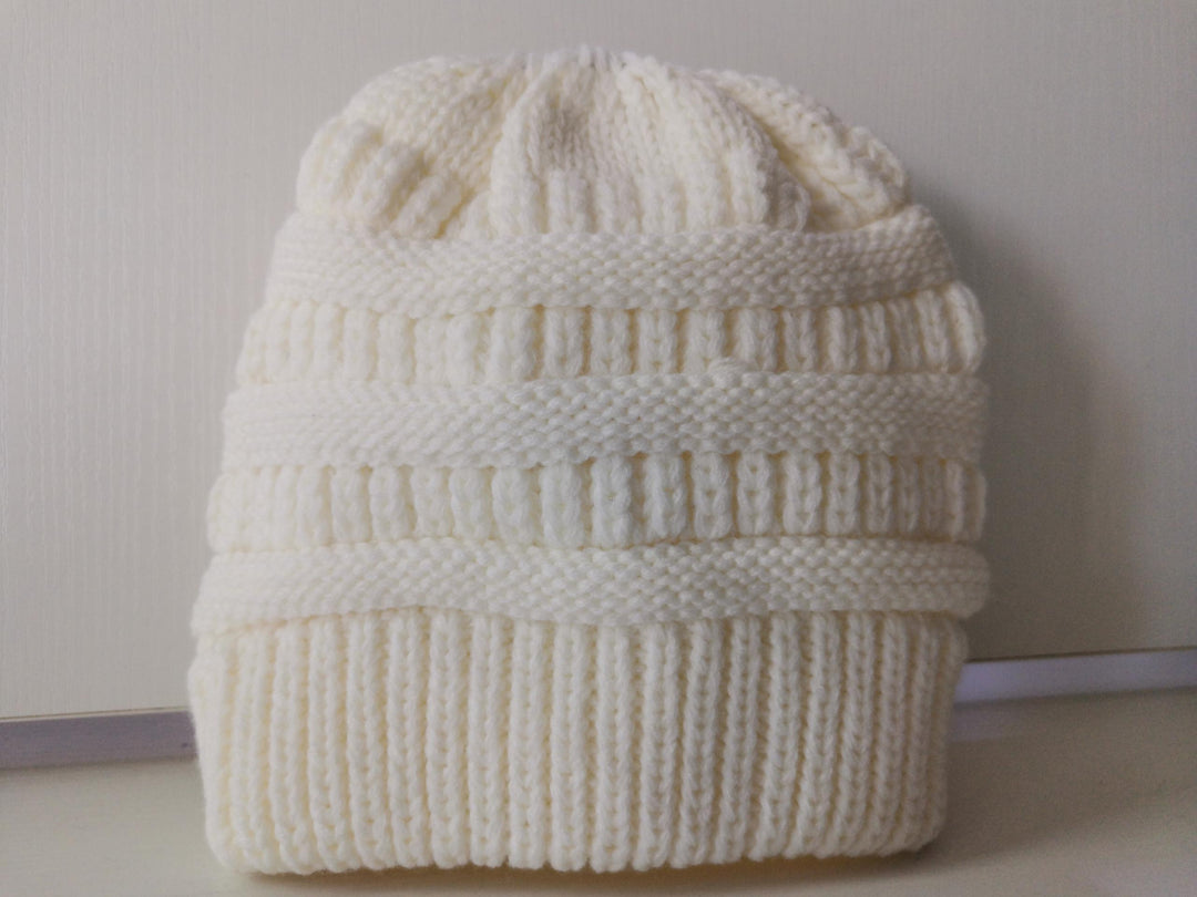 Knit Ponytail Beanie Hat for Women