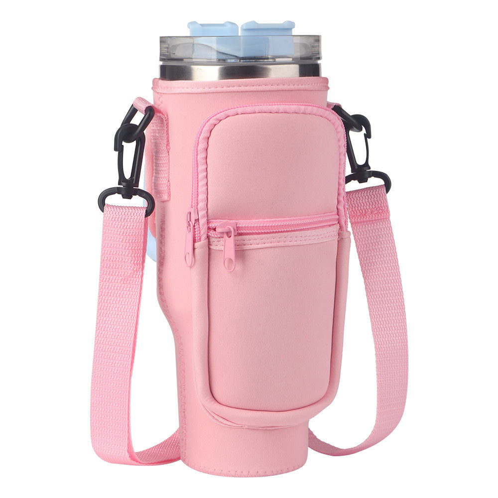Neoprene Insulated Tumbler Sleeve with Pocket &amp; Strap
