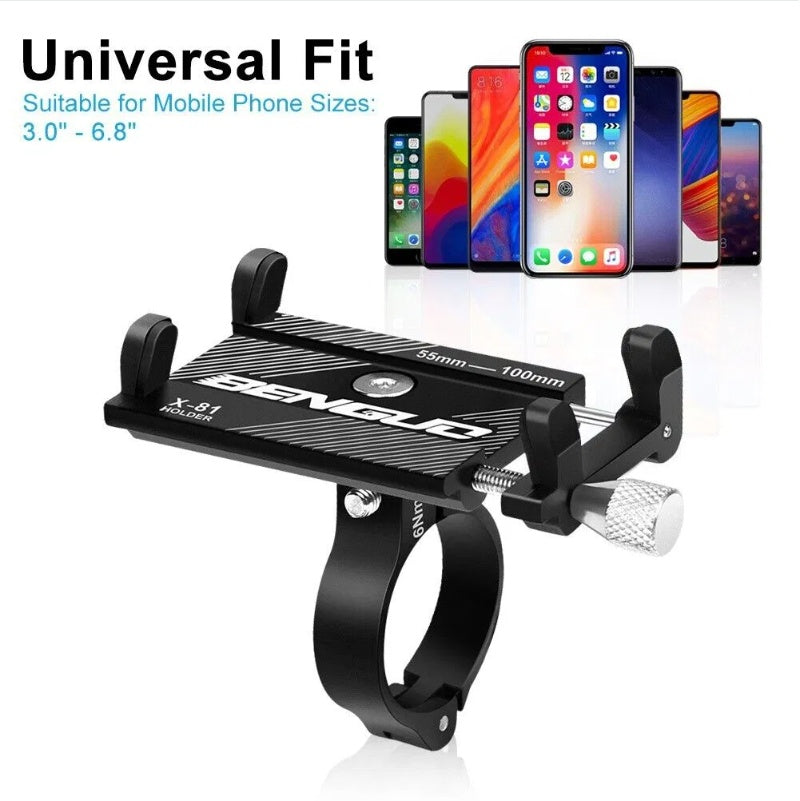 Phone holder with compatibility for various phone sizes on a white background