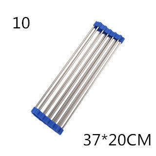 Metal rod with blue ends and dimensions 37*20CM on a white background