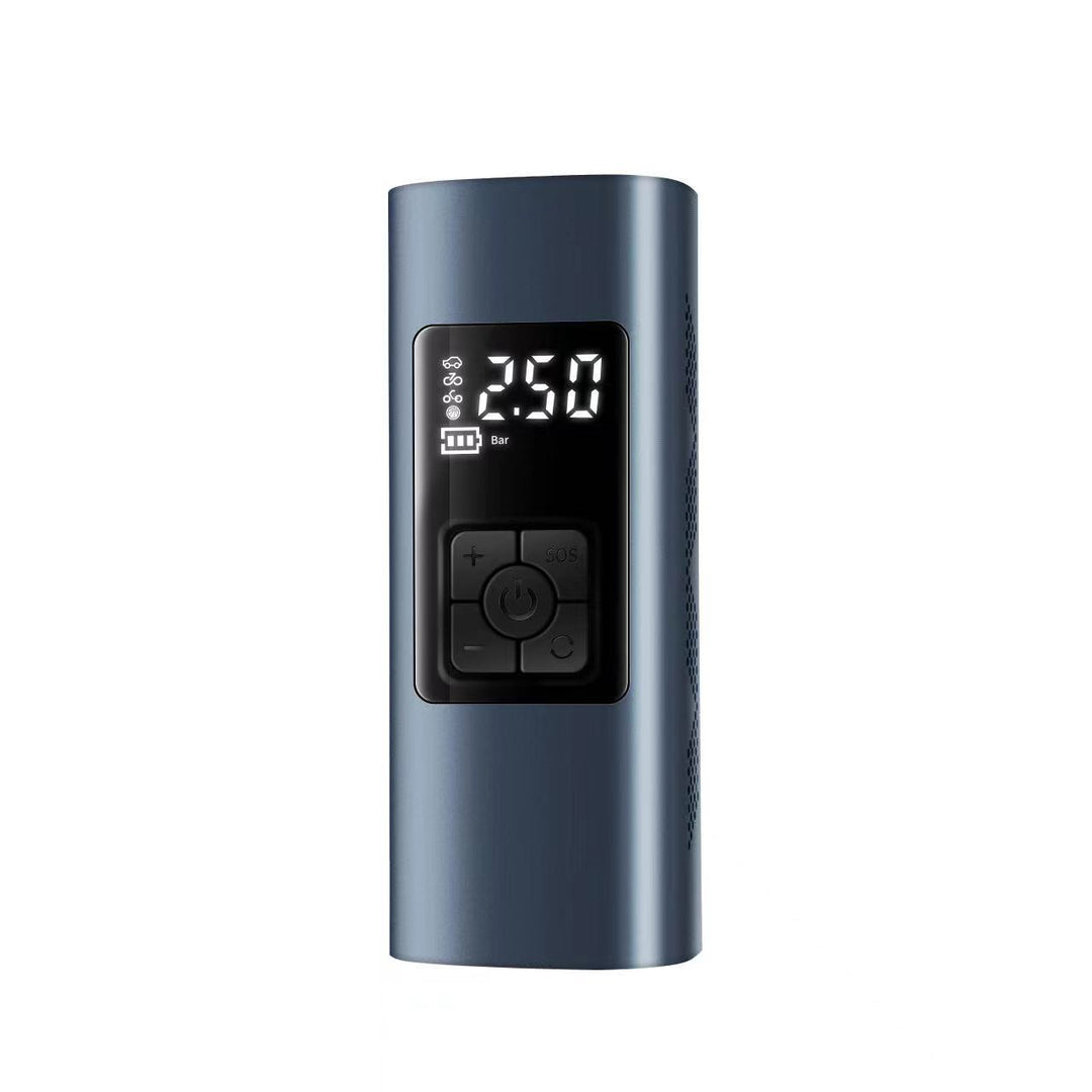 Gray electronic device with digital display on a white background