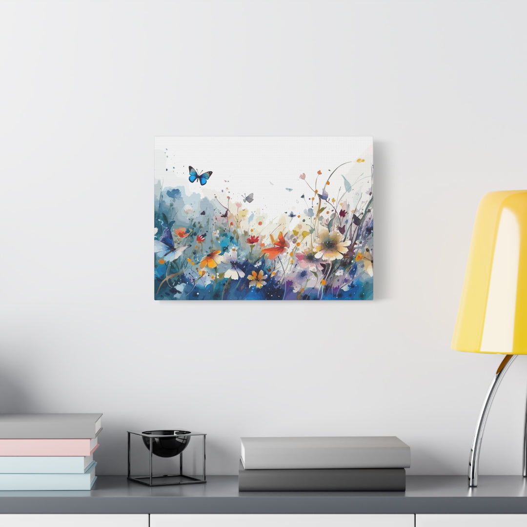 Vibrant Watercolor Meadow Canvas Floral &amp; Butterfly Wall Art