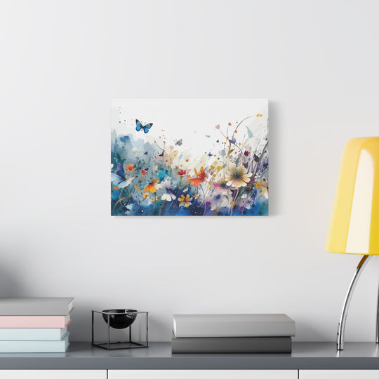Vibrant Watercolor Meadow Canvas Floral &amp; Butterfly Wall Art