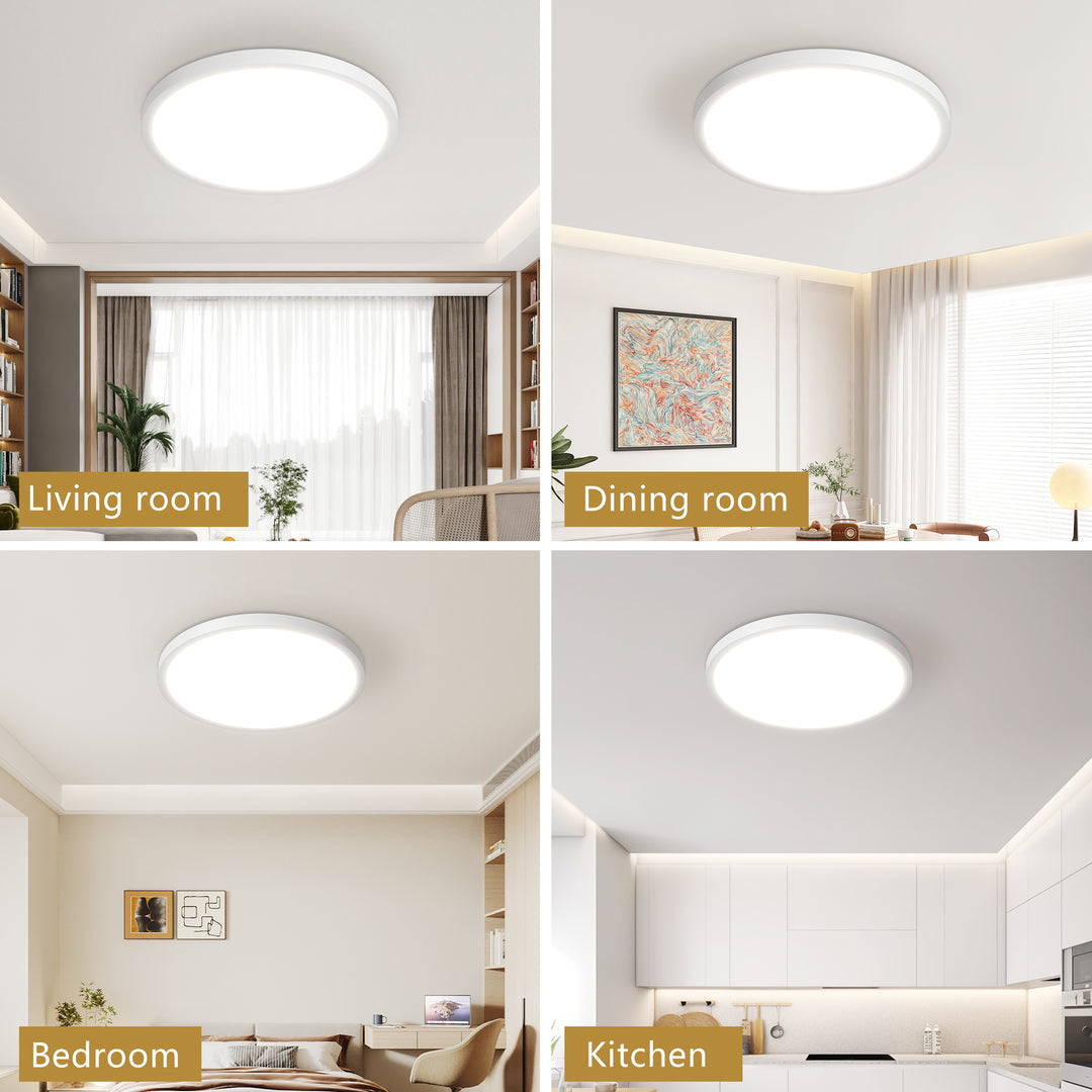 12 In. LED Flush Mount Ceiling Light Fixture - 2880 Lumens, Dimmable