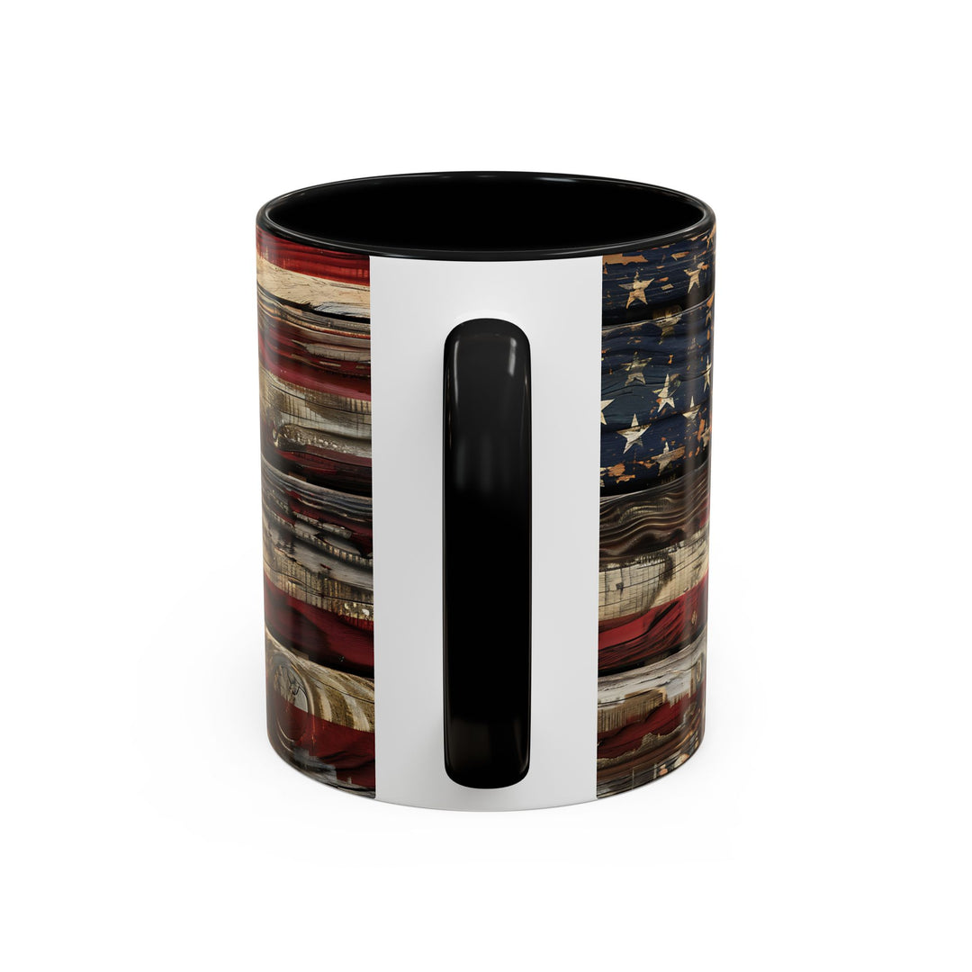 Cylindrical container with American flag design on a white background