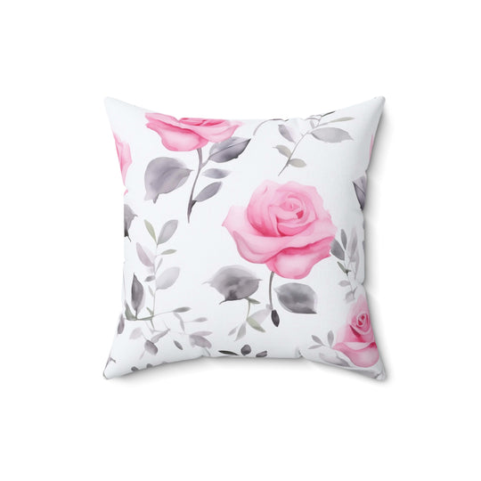 Pink Rose Watercolor Pillow