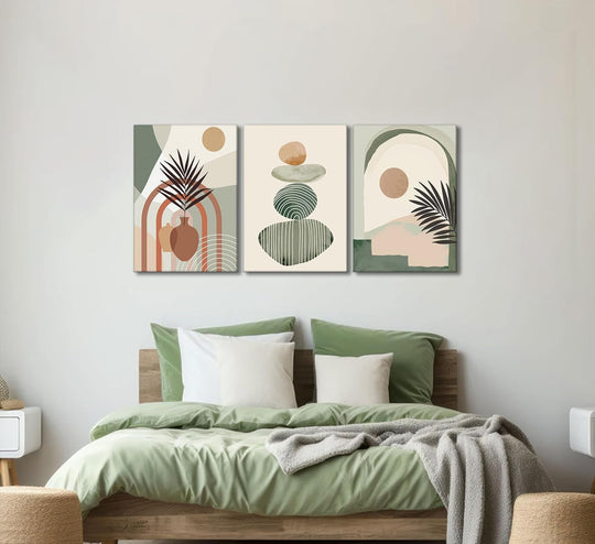 3-Piece Framed Boho Canvas Wall Art Set