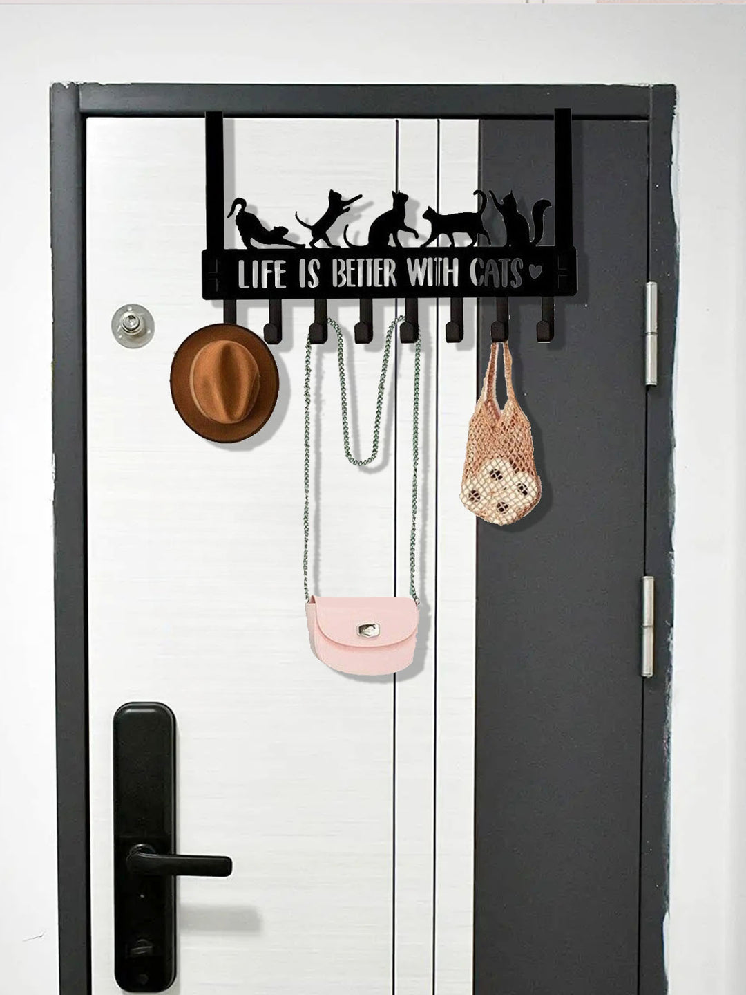 Over-the-Door Cat Organizer with 8 Hooks
