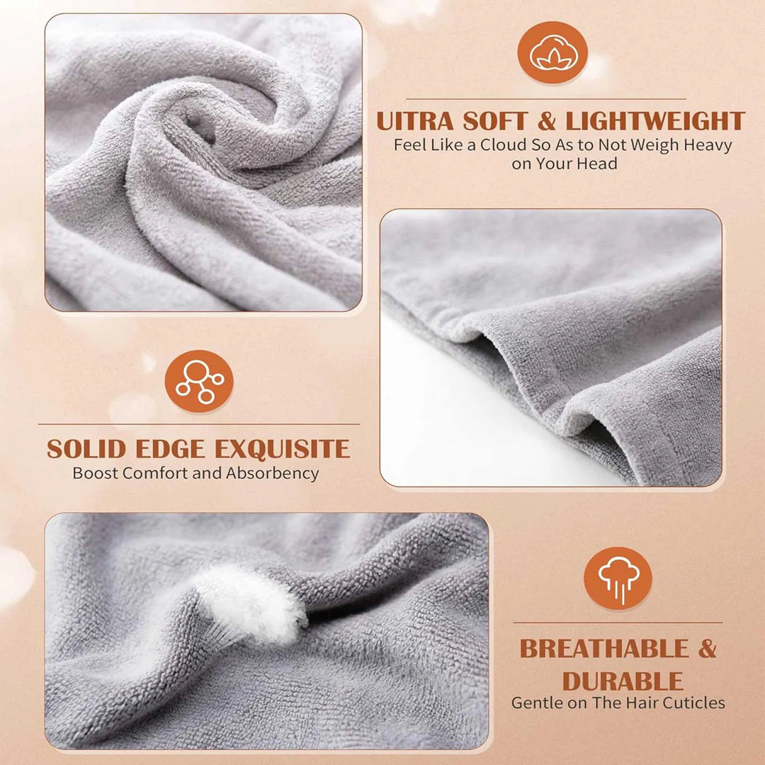 3-Pack Microfiber Hair Towel Wraps