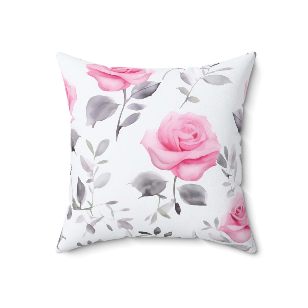 Pink Rose Watercolor Pillow
