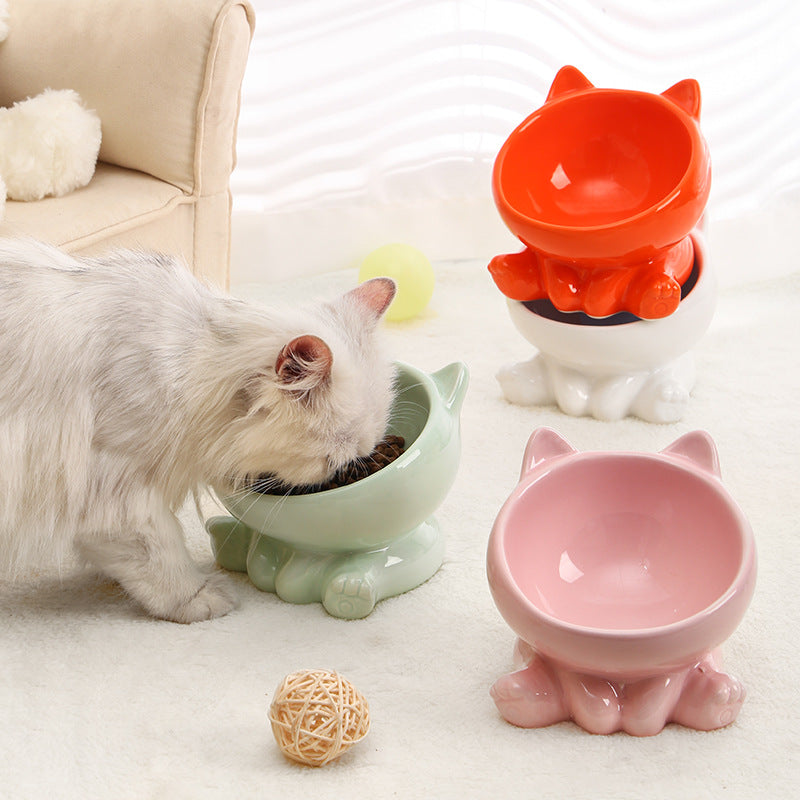 Angled Ceramic Pet Food Bowl