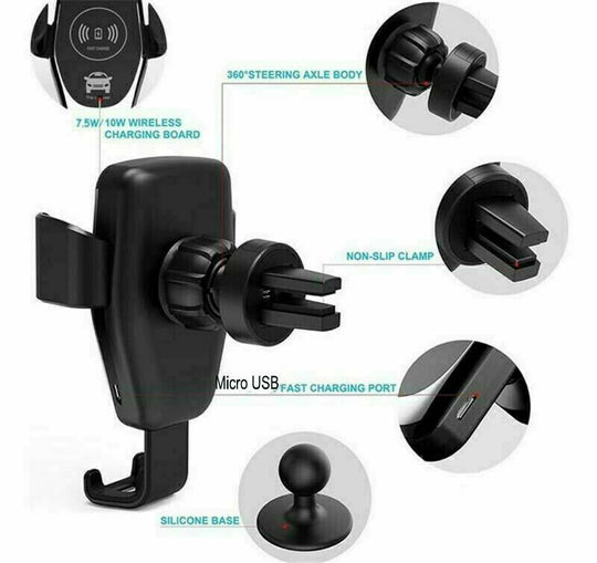 10W Qi Automatic-Clamping Wireless Car Charger