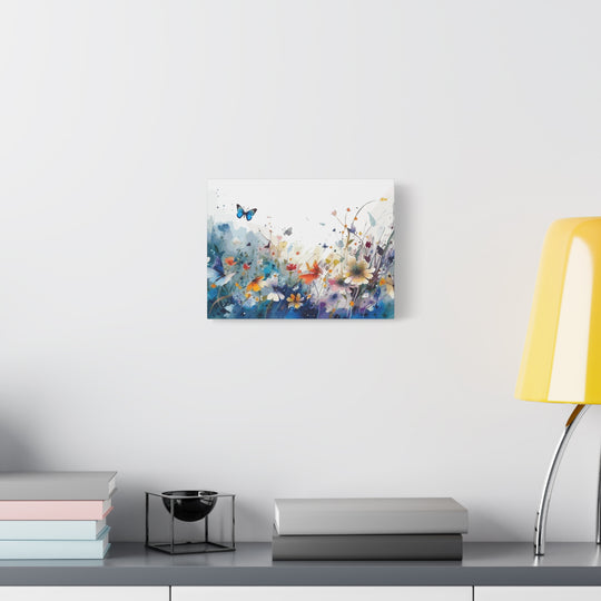 Vibrant Watercolor Meadow Canvas Floral &amp; Butterfly Wall Art