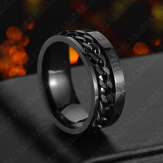Roman Numeral Spinner Chain Ring for Men