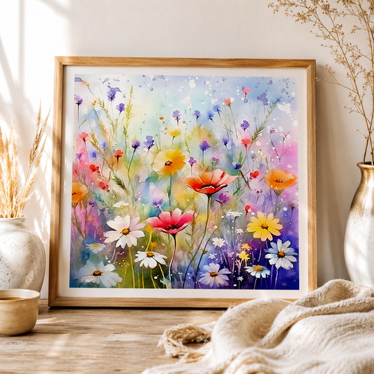Vibrant Wildflower Watercolor Floral Art (Digital Download)