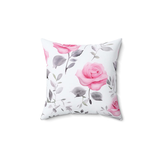 Pink Rose Watercolor Pillow