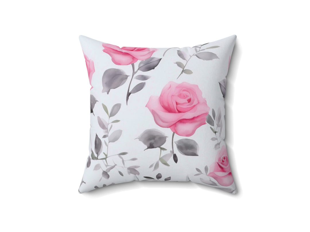 Pink Rose Watercolor Pillow