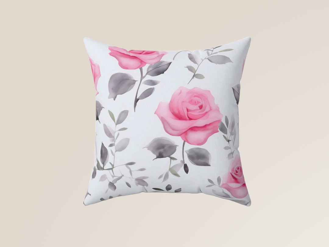 Pink Rose Watercolor Pillow