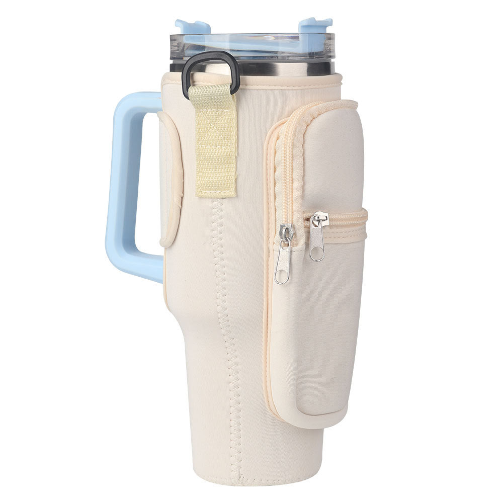 Neoprene Insulated Tumbler Sleeve with Pocket &amp; Strap