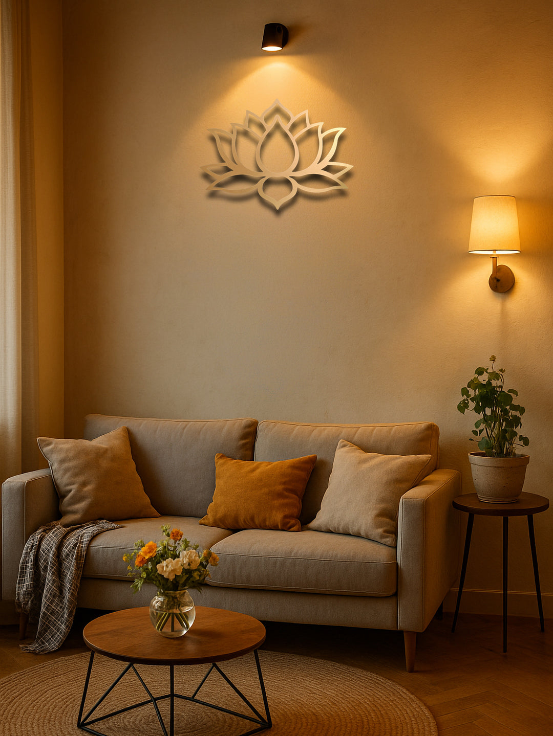 Large Modern Lotus Metal Wall Art