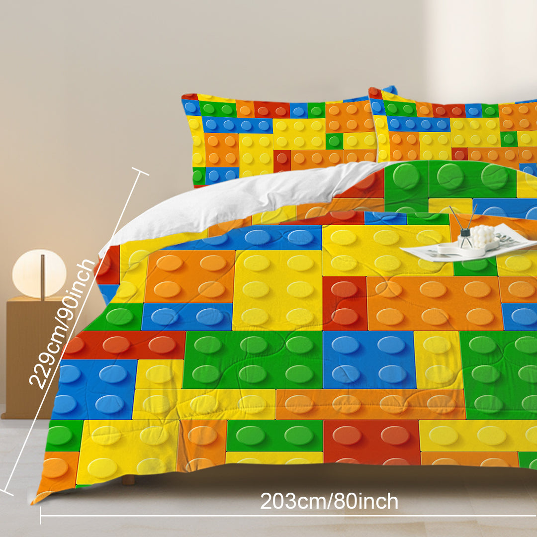 Colorful Building Blocks 3-Piece Comforter Set