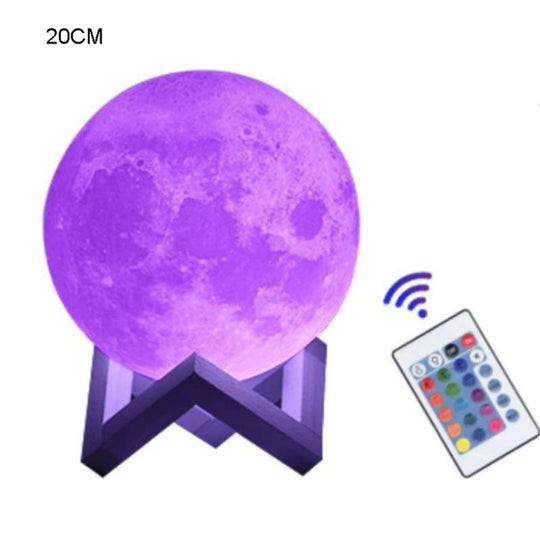 16-Color LED Moon Lamp with Stand &amp; Remote
