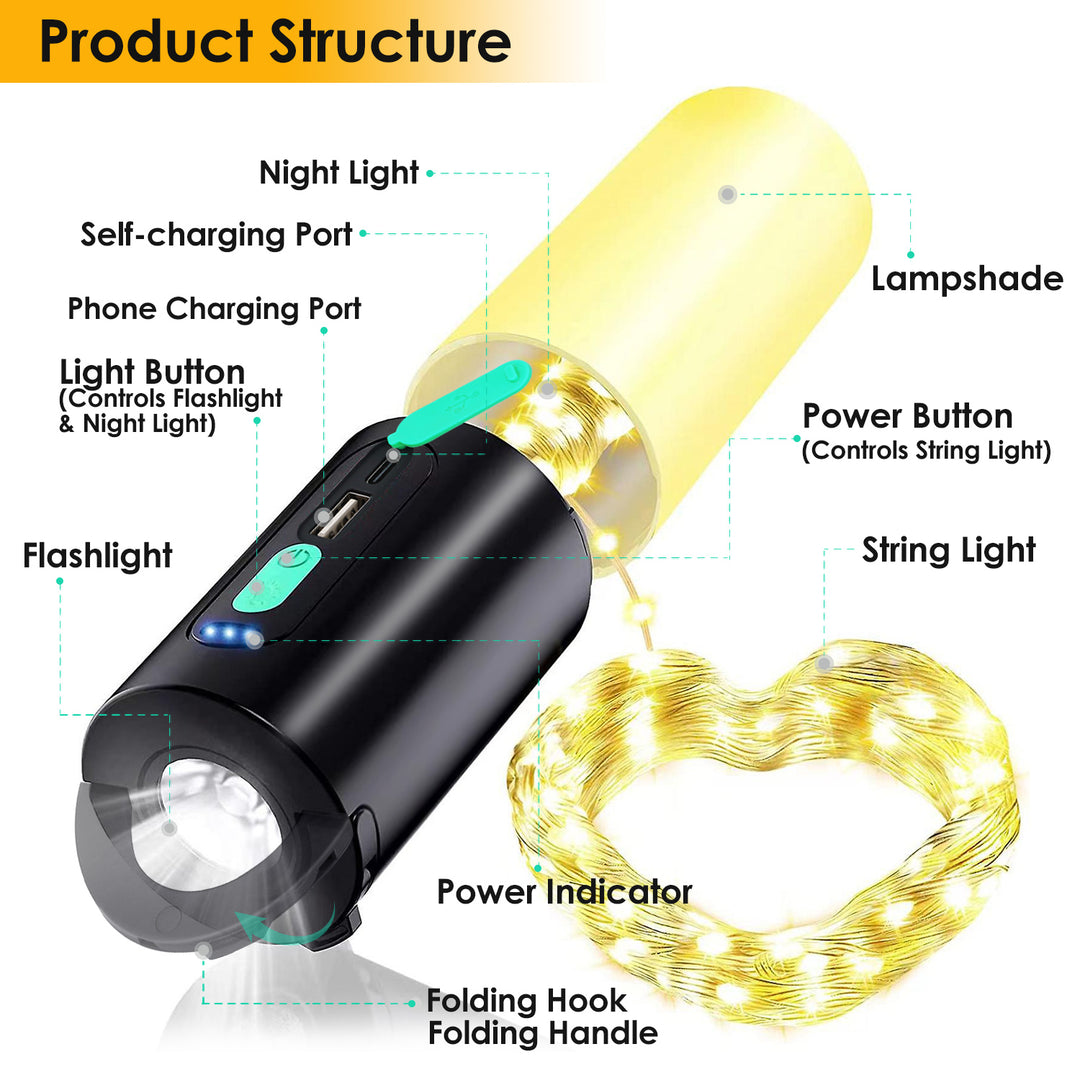 4-in-1 Rechargeable Camping String Light