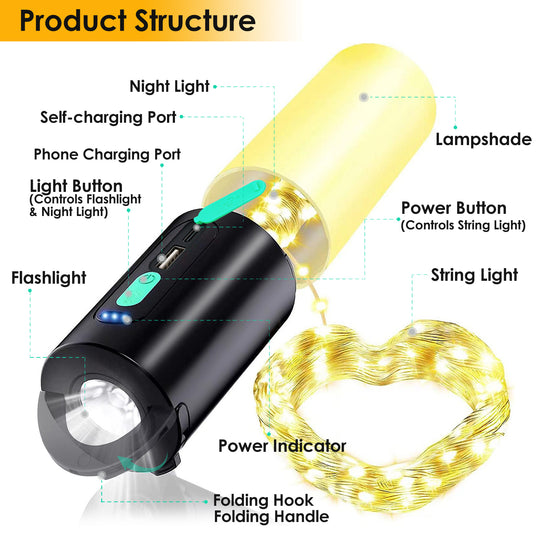 4-in-1 Rechargeable Camping String Light