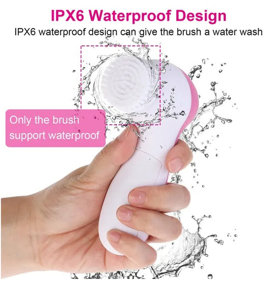 5-in-1 Electric Facial Cleansing Brush with 5 Brush Heads