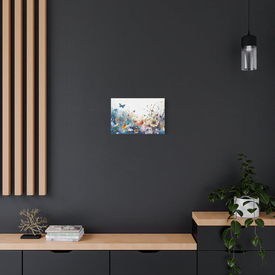 Vibrant Watercolor Meadow Canvas Floral &amp; Butterfly Wall Art