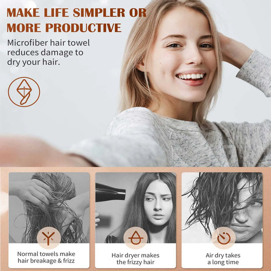 3-Pack Microfiber Hair Towel Wraps