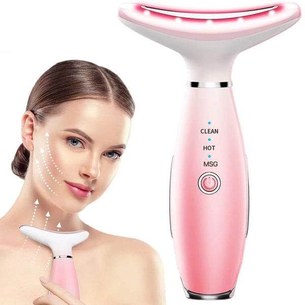 Pink Heated Facial &amp; Neck Lifting Massager