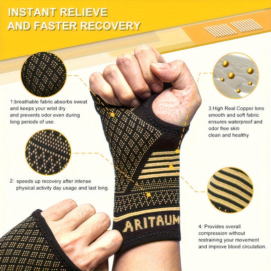 Copper Compression Wrist Support Sleeves