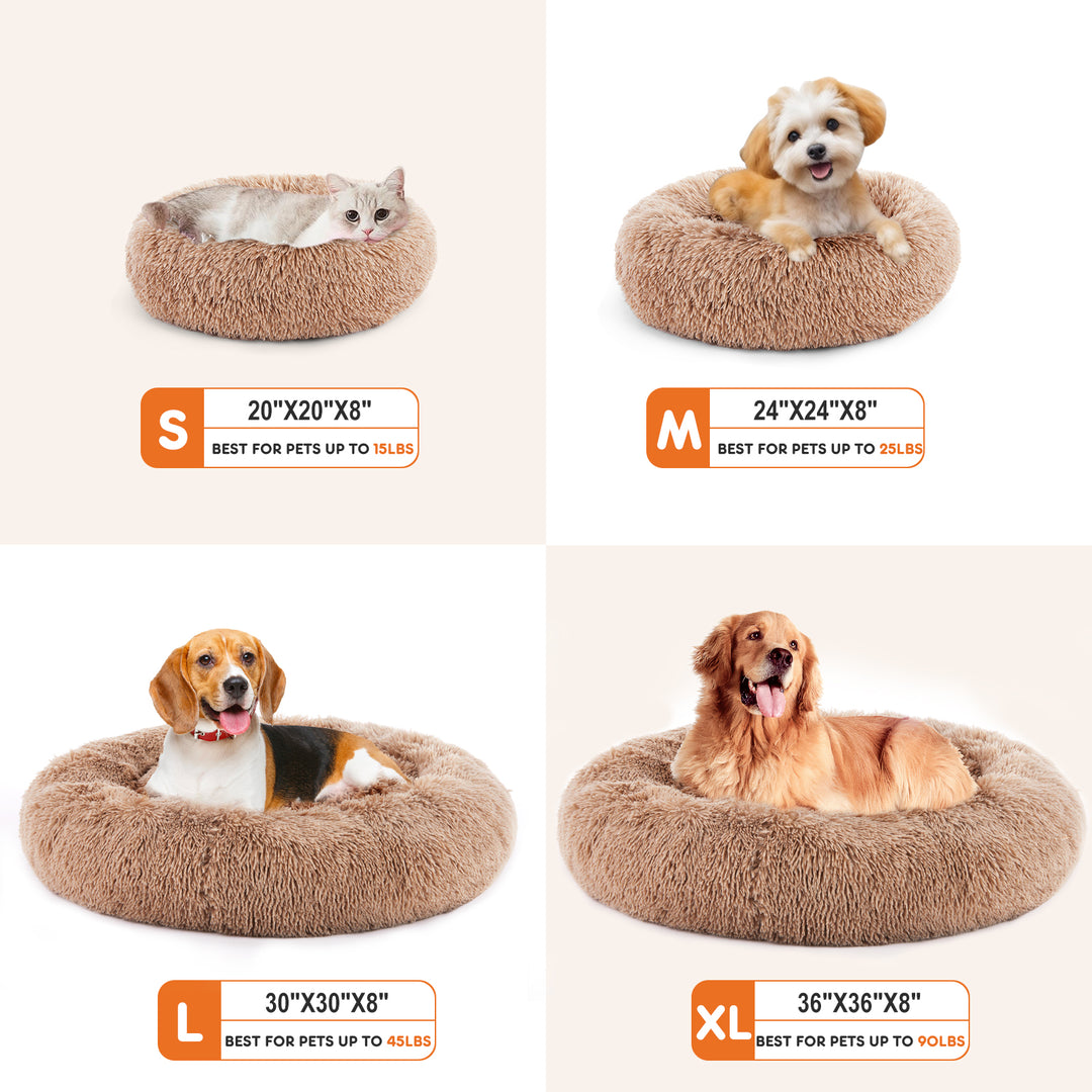 24-Inch Plush Faux Fur Pet Bed
