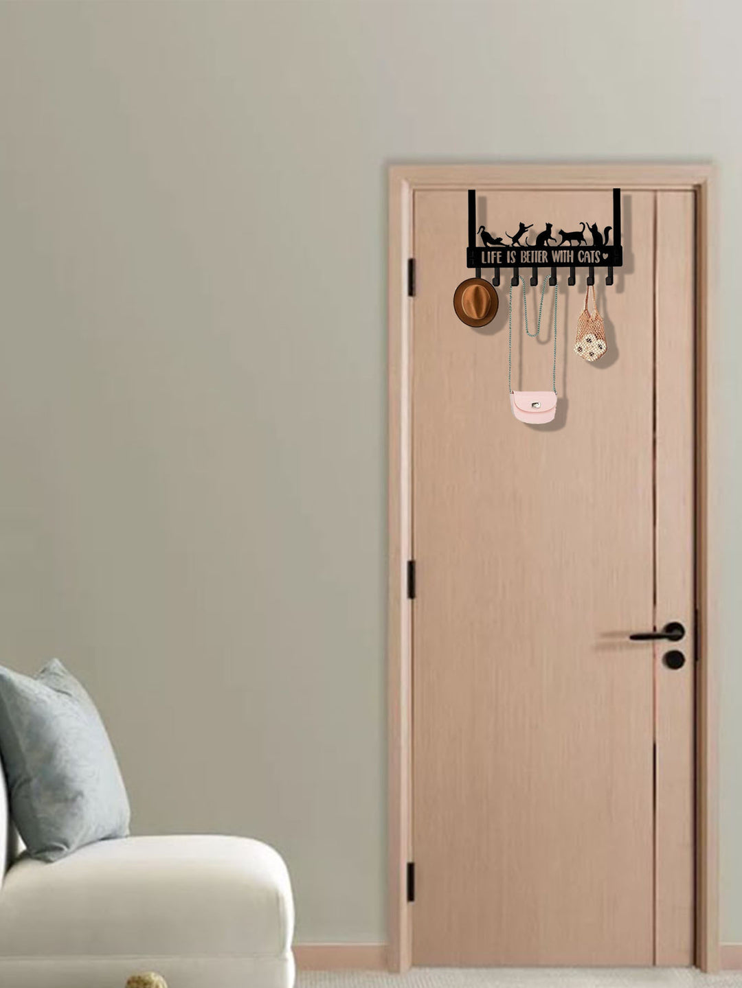 Over-the-Door Cat Organizer with 8 Hooks