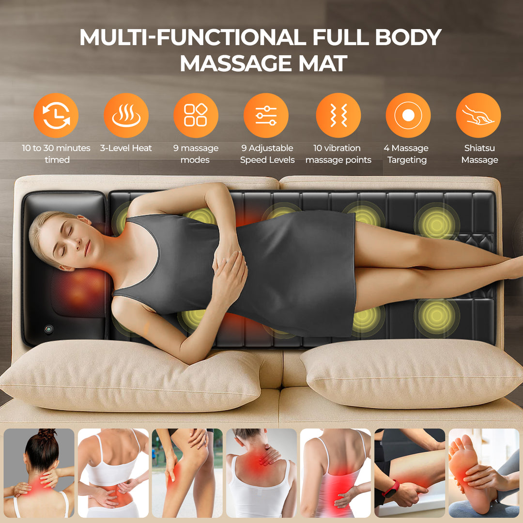 Foldable Heated Massage Mattress with Timer