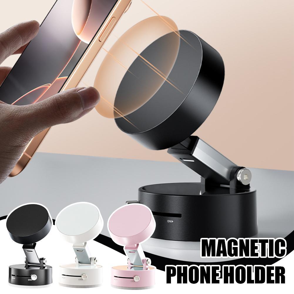Foldable Magnetic Vacuum Phone Holder with Suction Cup
