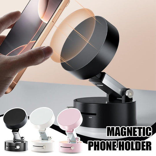 Foldable Magnetic Vacuum Phone Holder with Suction Cup
