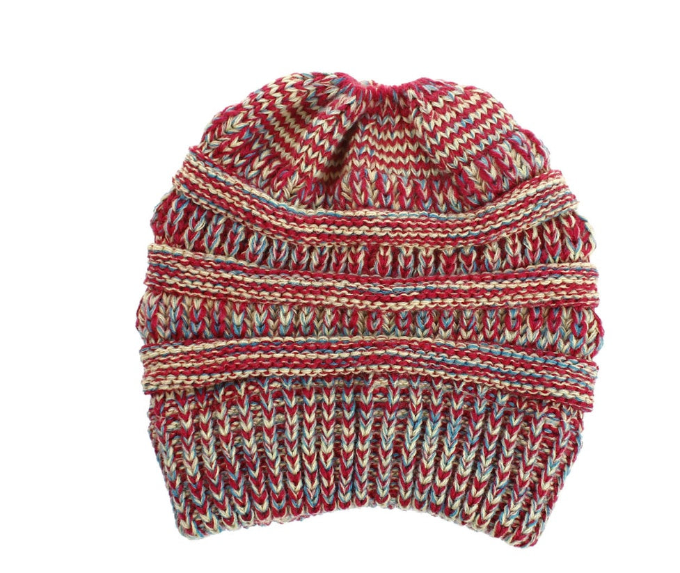 Knit Ponytail Beanie Hat for Women
